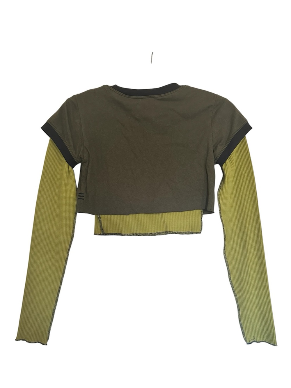 BDG Urban Outfitters Olive Green Layered Crop Top with Sleeves - Picture 2 of 7